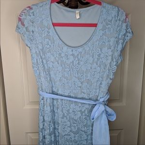 Pink blush blue maternity dress